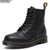 Martin Boots Side Zipper Soft Leather Motorcycle Boots Women Couple Short Boots Men's and Women's Boots Round Head Tide