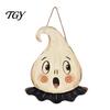 Entrance Door Hanging Decor Halloween Wooden Pendant with Lanyard, Retro Ghost/Pumpkin/Skull/Black Cat Solid Wood Festival Ornaments Decorations