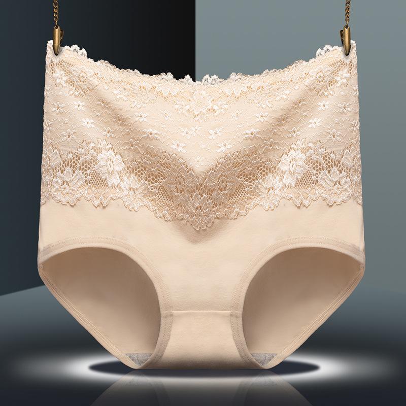 5pcs/pack High Waist Briefs Panties Women Sexy Lace Underwear Plus Size Bamboo Cotton Panties