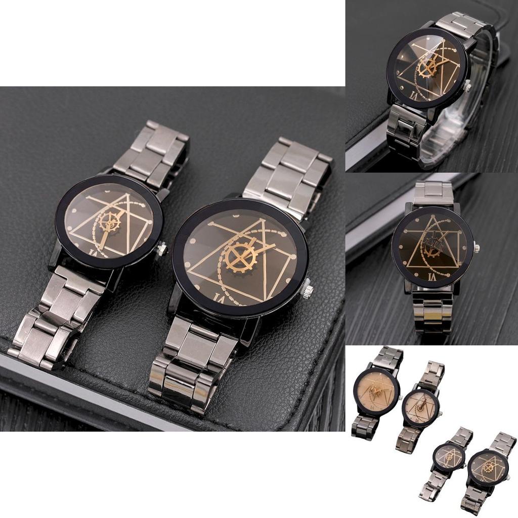 Elegant Gear Dial Compass Steel Band Watch Trendy Gift For Couples