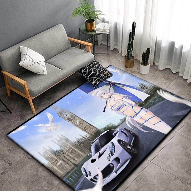 Anime Car Beauty Carpet for Living Room,Soft Flannel Rug for Bedroom ,Anti-Slip  BATHROOM Mat, Baby Play mat,Boys' Room Decor