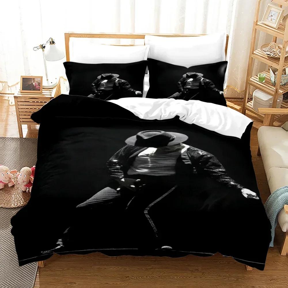 3-delat Michael Jackson Sängkläder Set Mjuk Påslakan Set Sovrumsinredning Enkel Tvilling King Storlek 3D Påslakan Hemtextilier 2/3 ST