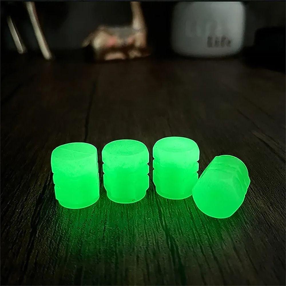 4Pcs Green Blue Tire Valves Cap Fluorescent Night Glowing  Car Motorcycle Bicycle