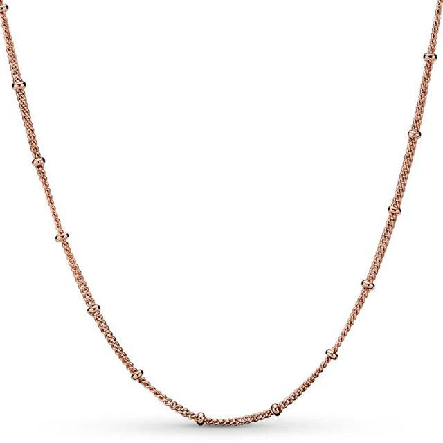 Skutečné růžové zlato korálky a obrubník posuvná spona Řetízek nastavit základní 925 stříbro náhrdelník pro Evropu korálky kouzlo DIY šperky