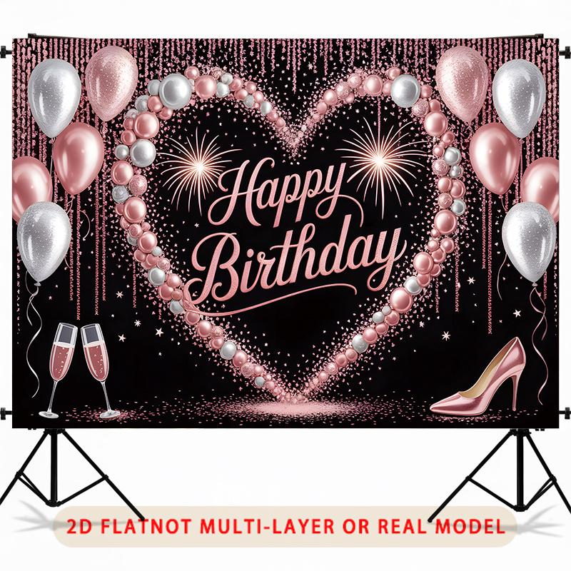 Pink Balloon Party Backdrop 1pc - Home Party Decor