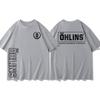 Hot Sale OHLINS Light Gray Tshirt Collection Motorcycle Shock Absorber Print Short Sleeve Tshirt Racing Fan Clothes