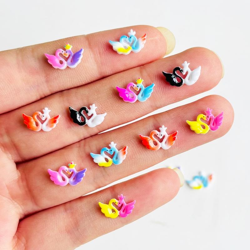 55 Pieces Of Resin Cartoon Swan Rhinestone Decoration Diy , Suitable For Nail Art And Valentine'S Day Jewelry Production A148