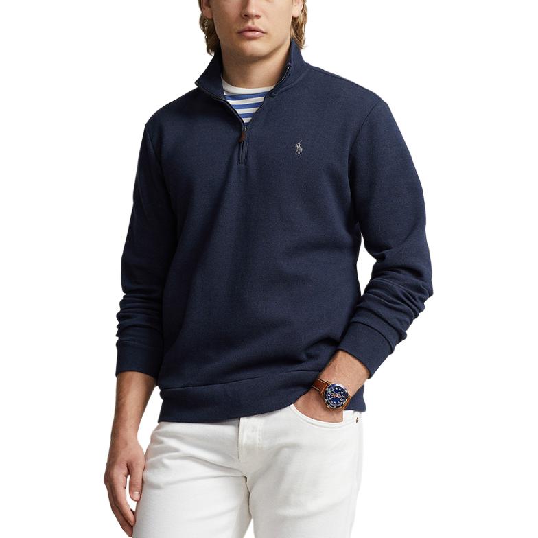 Polo Ralph Lauren SS24 Solid Logo Embroidered Long Sleeve Sweatshirt Men sweatshirt Navy-Blue MNPOKNI16823385-410