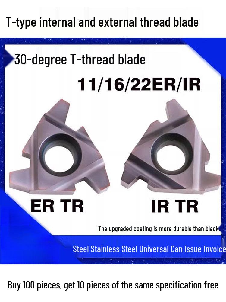 

Universal CNC Trapezoidal Thread Inserts 16ER/22IR for Internal/External Threading (2/3/4/5/6TR) Alloy T-Type Tools External Thread 16ER 1.5TR