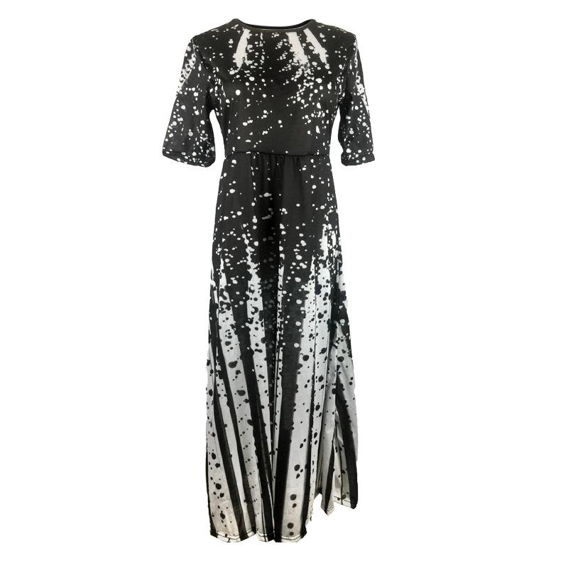 Damenmode Lässig Locker Großer Schwung Halber Ärmel Langes Kleid Farbverläufe Druck Urlaub Maxikleid Übergröße Vestidos Longos Robe