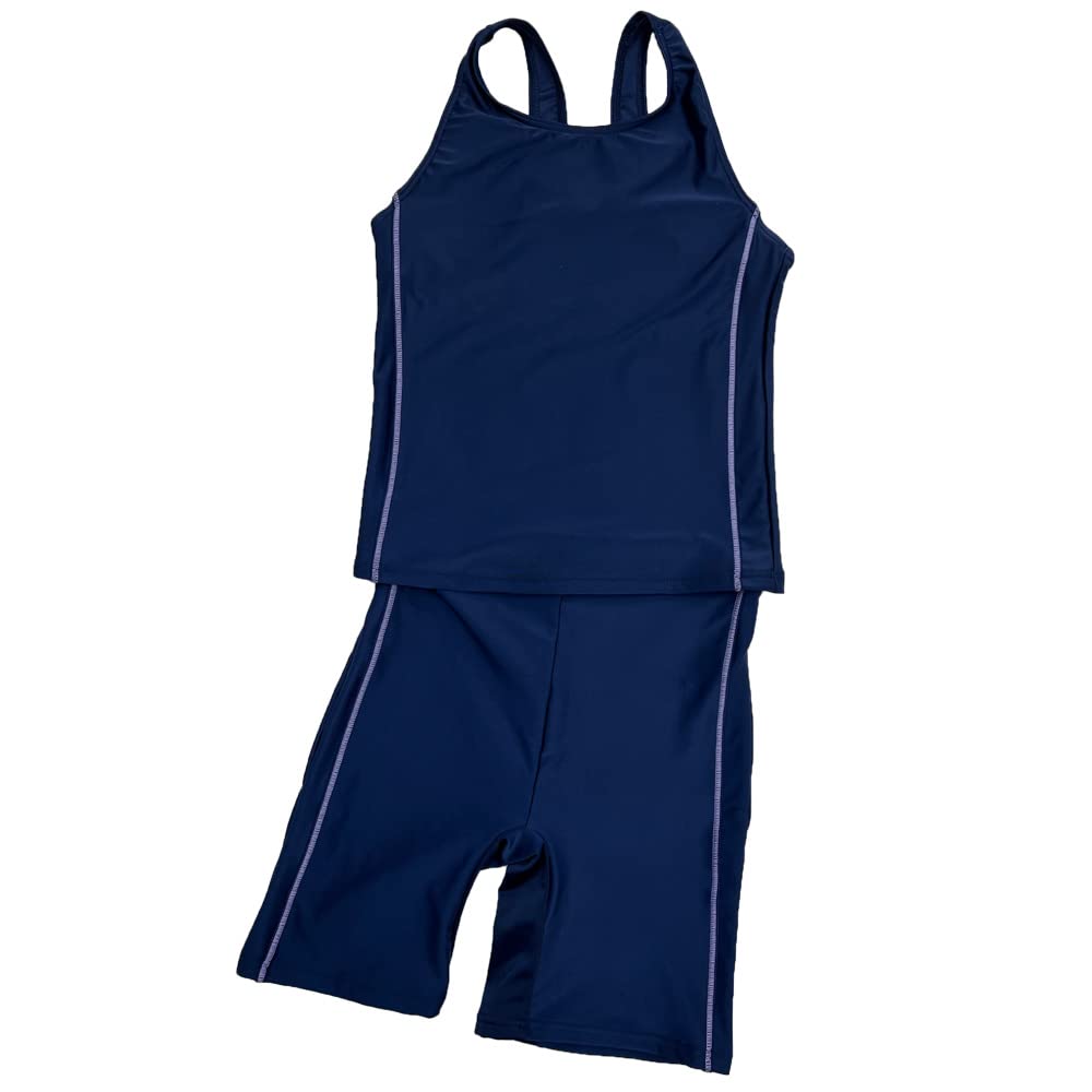 

School Separate School LV Stitching [Lakua] Kids Swimsuit, Girls Swimsuit, Swimsuit, 170cm, Navy,