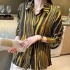 2025 French Striped Long-Sleeve Loose Shirt: Fashionable & Versatile Design