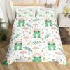 Kawaii Animals Duvet Cover Cute Rabbit Bedding Set Rustic Wooden Comforter Cover Microfiber Floral Bedclothes Queen For Girl Boy