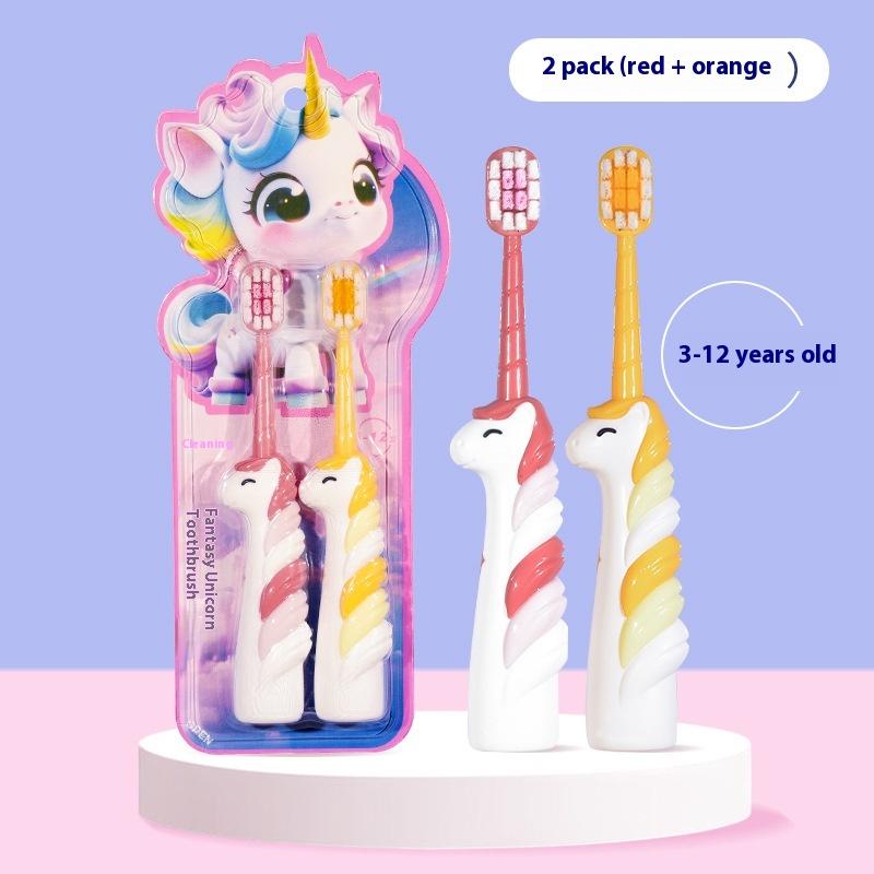 

2 шт. Детская зубная щетка с мягкой щетиной «Мультяшный единорог», Зубная щетка для детей 3–12 лет, Детская зубная щетка