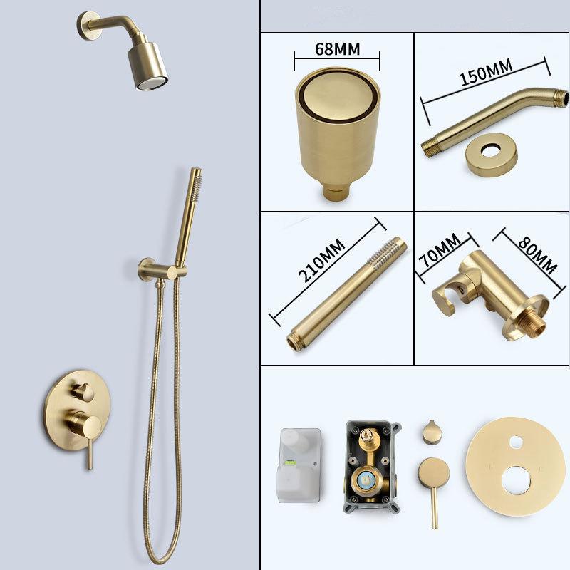 Bathroom Shower Set In Wall Brushed Gold Rainfall Shower Mixer, Cold & Hot Brass Bath and Shower Mixer Tap Brass Bathroom Faucet