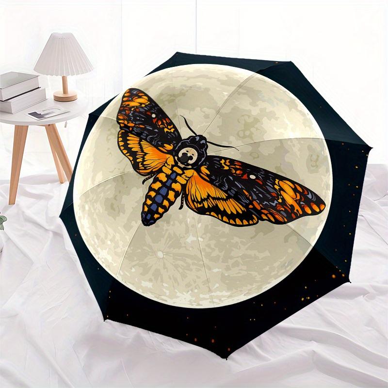 Moonlit Moth: Celestial Butterfly StickerUmbrella, Portable 3-Fold Umbrella for Men & Women,Christmas Gift ES259