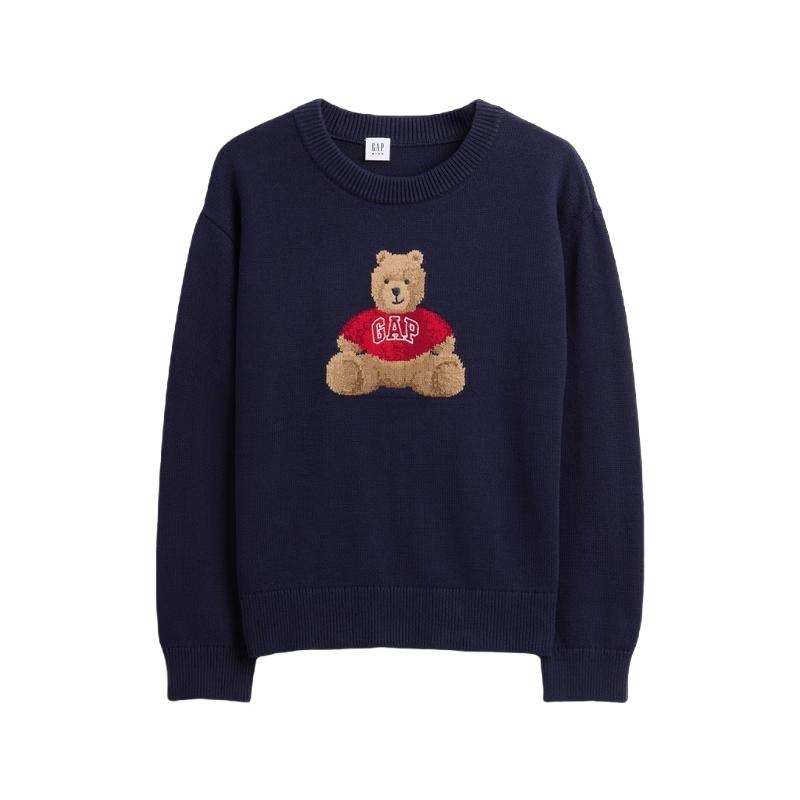 GAP Kids  2025 Winter Logo Bear Embroidered Knit Sweater L