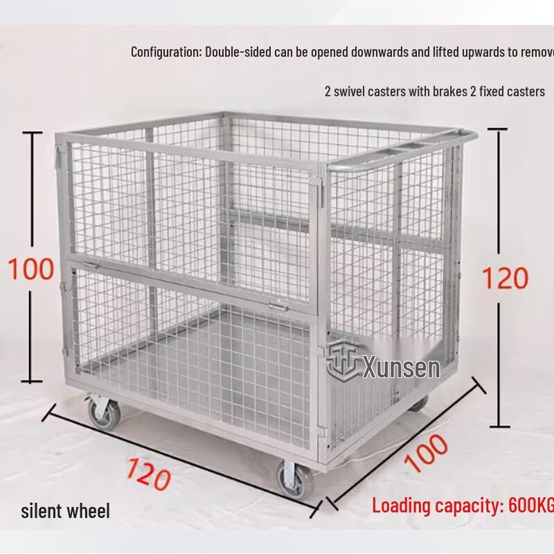Heavy-Duty Folding Mesh Warehouse Cart