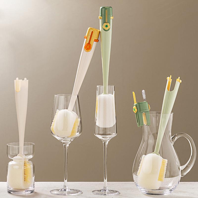 Multifunctional 5 In 1 Cleaning Brush Tiny Bottle Cup Lid Detail Brush Straw Cleaner Tools Household Kitchen Cleaning Tools