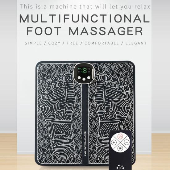 EMS Foot Massager 8 Massage Modes 19 Intensity Levels Auto Power-Off USB Rechargeable Remote Control Muscle Relaxation Electronic Feet Stimulator