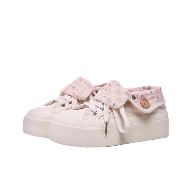 2025 Soft Women Niche Design Chunky Casual Sneaker High Top Canvas Shoes Student Convertible Two Way Wear Skate Shoes Thick Sole