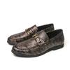 Men Printed Loafers Leather Individuality Formal Business Shoes Wedding Dress Prom Shoes Over Sized