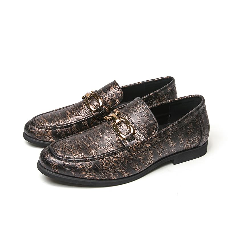 Men Printed Loafers Leather Individuality Formal Business Shoes Wedding Dress Prom Shoes Over Sized