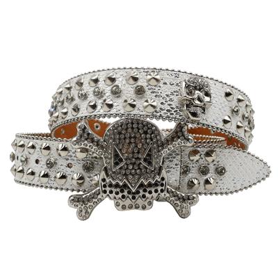 Neue Fledermaus Schnallenkopf Strass Gürtel Europäisches und Amerikanisches BB Gürtel Design Totenkopf Gürtel