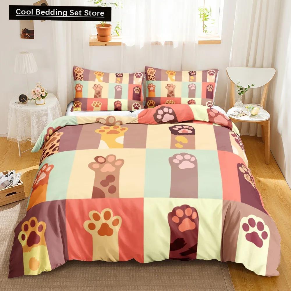3PCS Single-sided Printed Bedding Set ,Comforter Cartoon Cute Cat Duvet Bedding Cover Pillows Comfortable Bedspreads BeddingSet