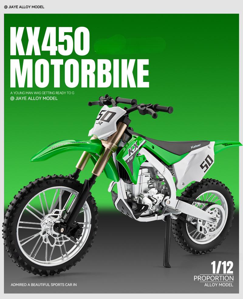 1:12 Kawasaki KX450 Модель Дорожнього Спортивного Мотоцикла зі Сплаву Металева Лита Модель Гірського Позашляхового Мотоцикла Симуляція Дитяча Іграшка Подарунок