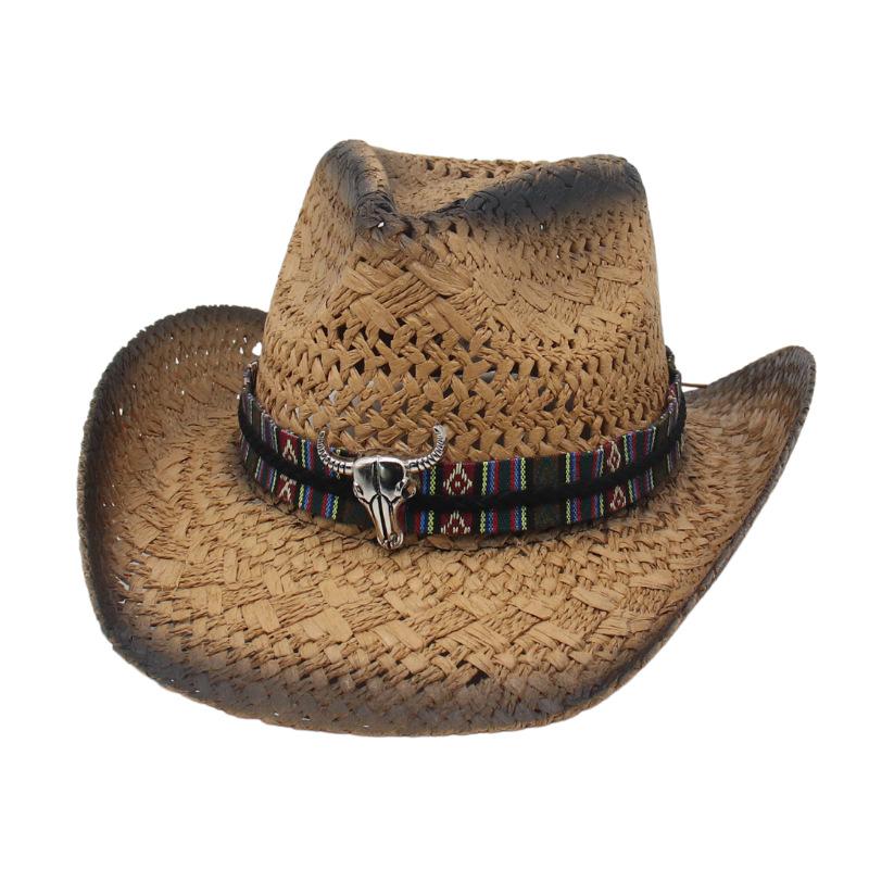 Sunscreen Visor, Hollow Spray Paint Straw Hat, Natural Salty Grass, Hand-Woven Men'S And Women'S Denim Hats