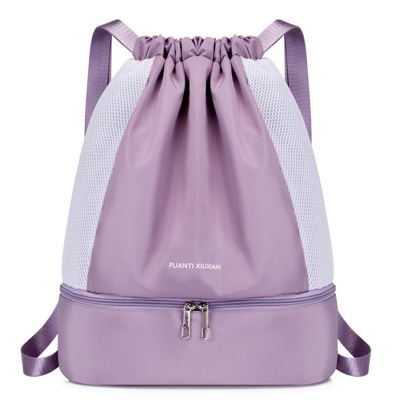 Lightweight Durable Oxford Drawstring Backpack Casual Fitness Gym Bag with Shoes Compartment Fashionable School Sports Bag