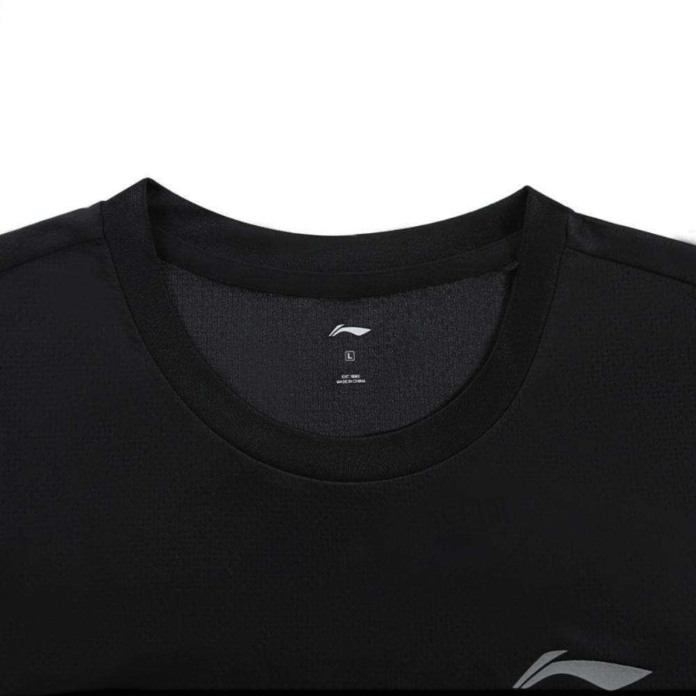 Li-Ning Letter Round Neck Breathable Short Sleeve Fashion Comfortable Shorts Casual Sports Suit Unisex suit Black YTSU145-2+YAPV001-1