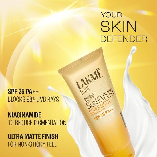 LAKME Sun Expert SPF 25 PA++ Super Matte Lotion Sunscreen, Lightweight, Non Sticky,50ml