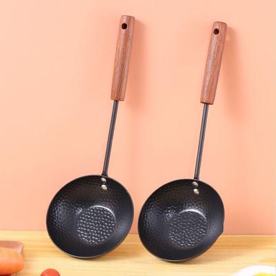 Wooden Handle Mini Frying Pan Nonstick Pour Spout Butter Melting Pot Anti-scald Cast Iron Small Frying Spoon Chocolate Melting