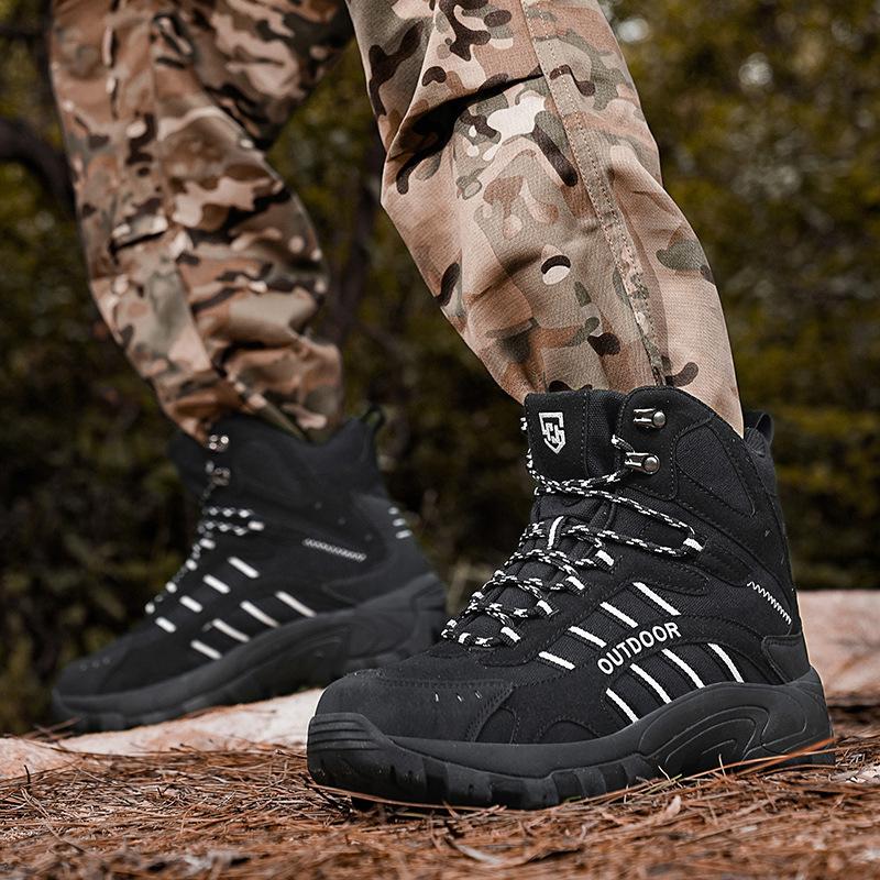 Large Size Combat Boots Men's High-top Outdoor Mountaineering Boots Non-slip Hiking Field Boots Men's Tactical Boots Men