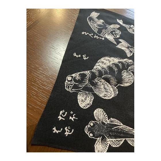 Ukiyo-e Tenugui Towel, Katsushika Hokusai, Hokusai Manga, Fish, 100% Cotton, Japan, Tokka Fabric