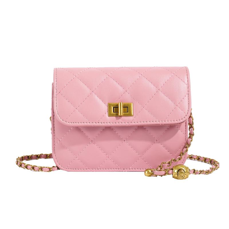 Rhombus Embroidery Thread Lock Chain Small Bag Women's 2025 Spring New Versatile Ins Messenger Bag Small Square Bag Fashion