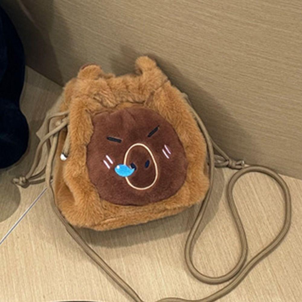 Plüschtier Capybara Kordelzug Beutel Große Kapazität Cartoon Umhängetasche Niedliche Puppentasche Kinder