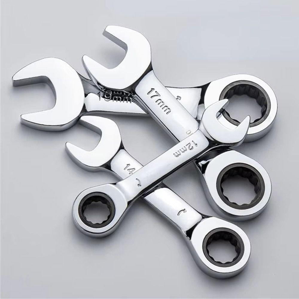 1Pcs Reversible Combination Ratchet Socket Spanner 6-19mm Nut Repair Tool Stubby Single Wrench