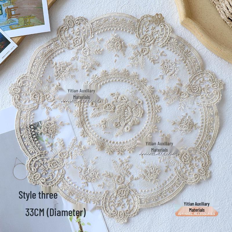 French Retro Lace Floral Table Placemat - European Pastoral Design for Afternoon Tea