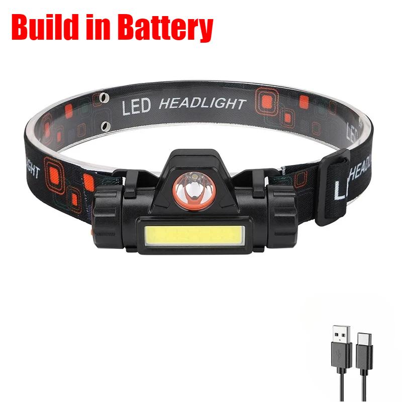 

Перезаряжаемый налобный фонарь XPE с 4 режимами, уличный портативный прожектор COB, налобный фонарь для рыбалки с аккумулятором 18560