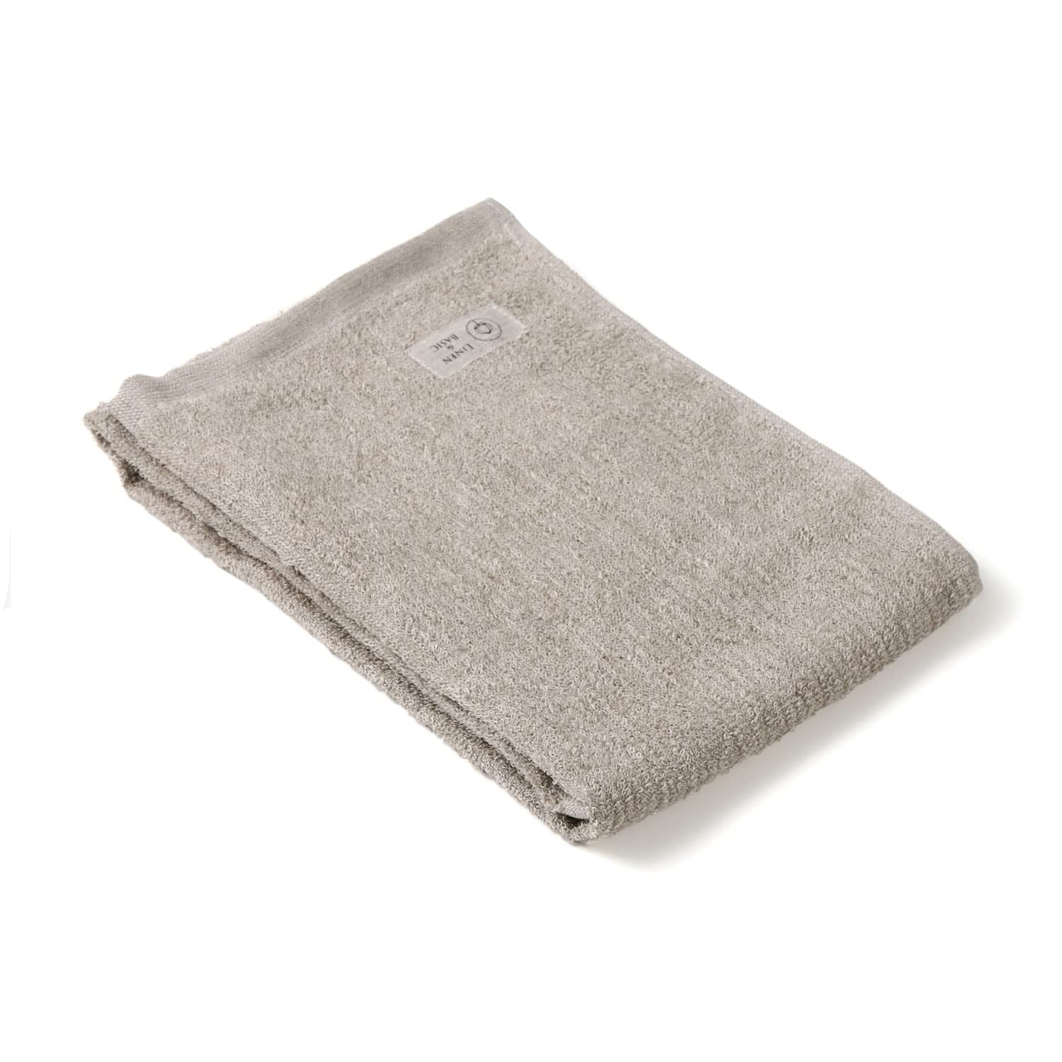 

[LINEN & BASIC] 100% Linen Pile Face Towel, 34 x 78 cm, Off-White, Lightweight and Compact, Soft, Quick-Drying, Absorbent, Beige