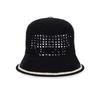 VARZAR VA Top Button Knit Crochet Bucket Hat Black