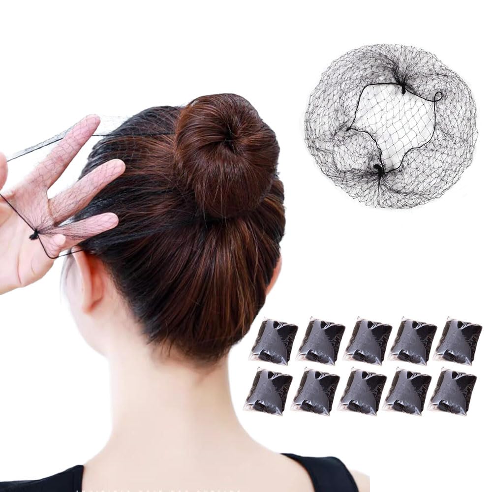 ISHR Chignon Net, Hair Bundling Net, 10 Pieces, Black Hair