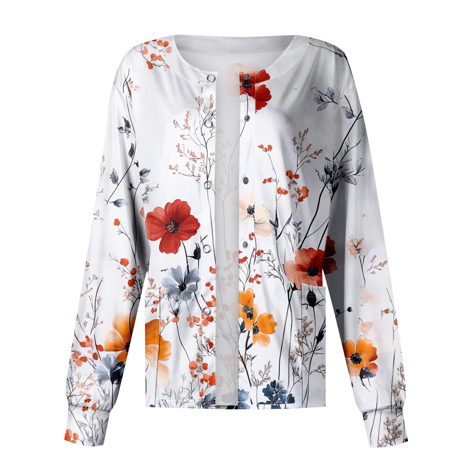 Женская повседневная мода с длинным рукавом и воротником-стойкой, однобортный пиджак с растительным принтом, верхняя часть L жёлтый