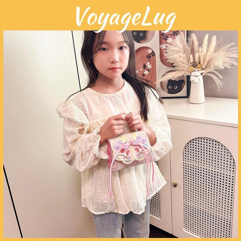 Style Chinese Embroidery Kids Trendy Bag Pu Material Fun Pattern Outings Summer