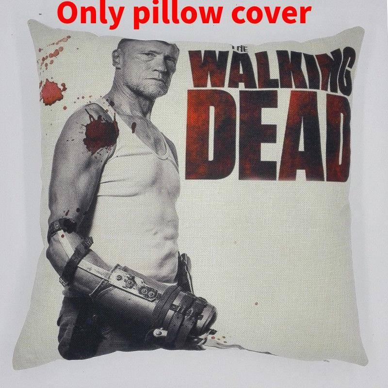 Premium Grey Linen Walking Dead Sofa Pillow Case For Fans Of Zombie Series 45x45cm