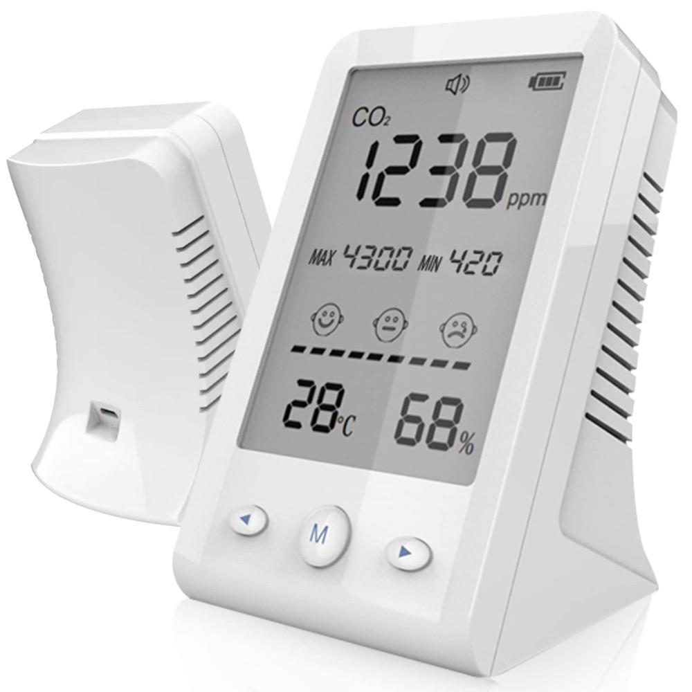 3 in 1 NDIR CO2 Meter Alarm Temperature Humidity Detector USB Rechargeable Air Quality Monitor LCD Display Gas Analyzer