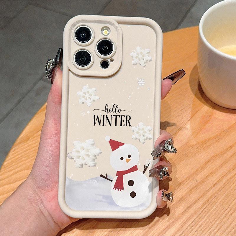 Christmas Snowman Phone Case for iPhone 12-16 Pro Max, Cute Festive Design